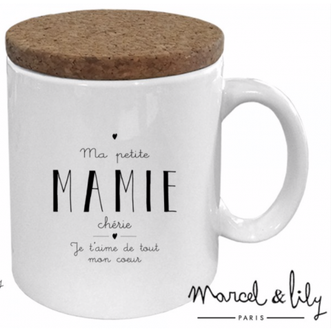 Mug avec son couvercle en liège"Ma Petite Mamie Chérie"