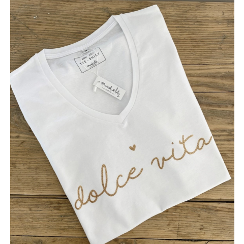 Tee-shirt blanc "Dolce Vita" Marcel & Lily