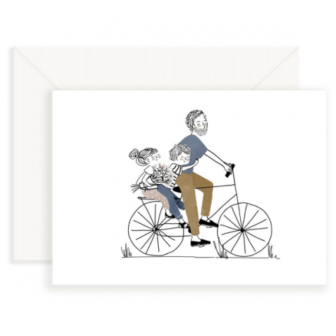 Carte Balade à Vélo Papa Fille et Garçon - MY LOVELY THING