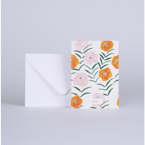 Carte double VENUS - "BISOU" + enveloppe
