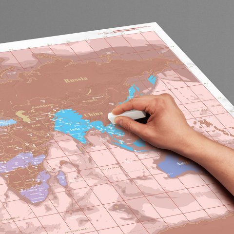Carte du monde à gratter ROSE GOLD Scratch Map®