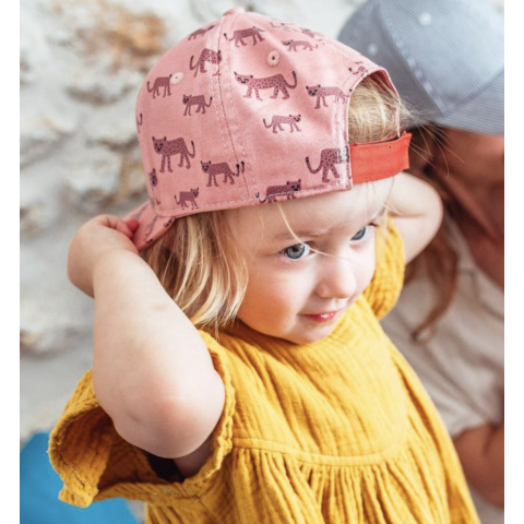 Casquette bébé/enfant 100%coton rose motifs guépards - 9 mois à 6 ans