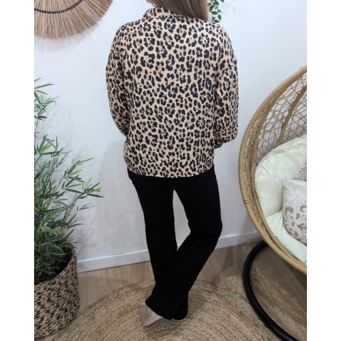 Chemisier femme léopard camel et noir Babila