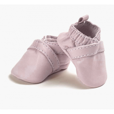 Chaussures slippers poupée MINIKANE en cuir rose