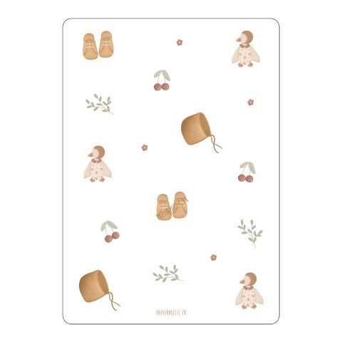 Carte - Naissance - canard ocre