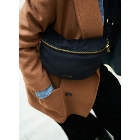 Sac Banane Custine en Velours côtelé upcyclé - Noir