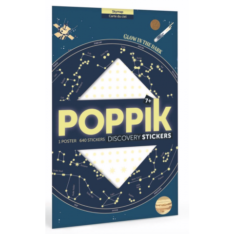 Poster en stickers - POPPIK - Carte du ciel étoiles phosphorescentes