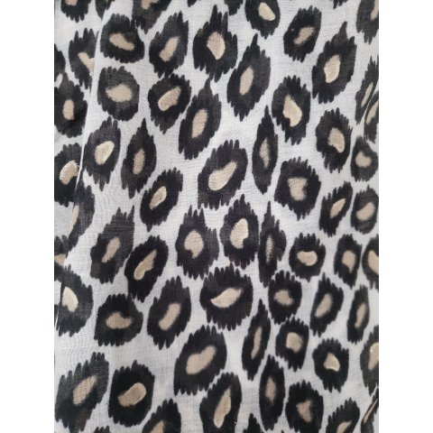 Echarpe léopard noire blanche beige paillettes argent