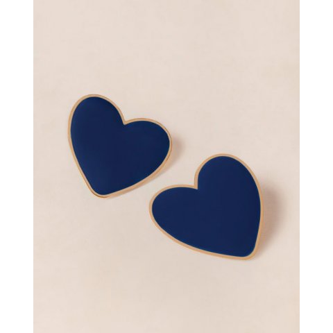 Boucles d'oreilles Big Love émoi émoi - émail bleu et or fin 24 carats