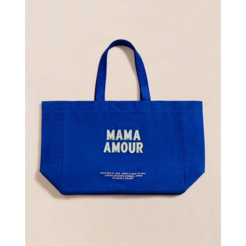 Cabas brodé Mama amour - bleu