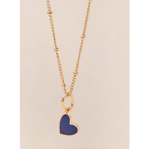 Médaillon Cœur Manon en émail bleu et or fin 24 carats - émoi émoi