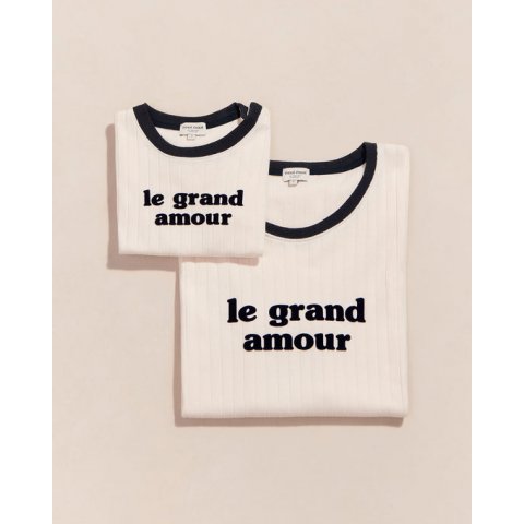 T-shirt femme en coton bio Le grand amour émoi émoi - crème