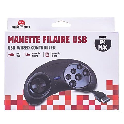Manette USB forme MEGADRIVE 6 boutons pour PC/MAC