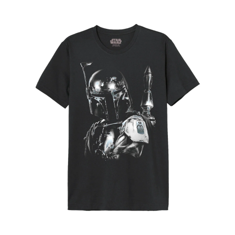 T-Shirt Star Wars Noir Boba Fett silver