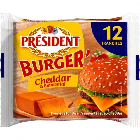 Fromage pour burger fondu cheddar emmental PRESIDENT