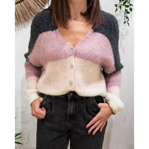 Gilet femme boutonné à rayures Eulalia