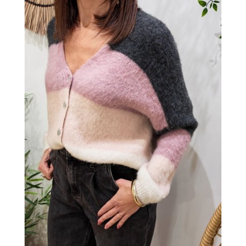 Gilet femme boutonné à rayures Eulalia