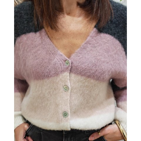 Gilet femme boutonné à rayures Eulalia