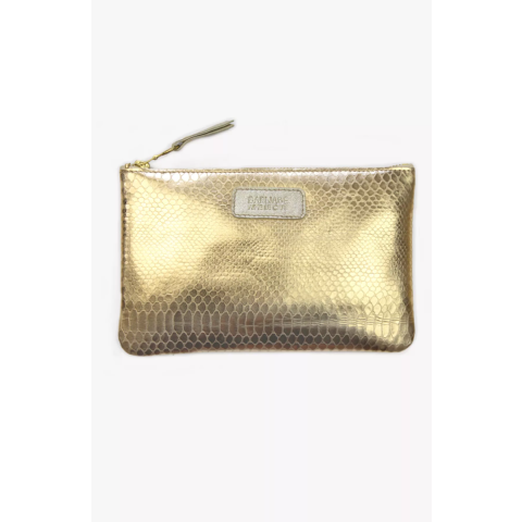 Pochette cuir Gabrielle python doré BARNABE AIME LE CAFE