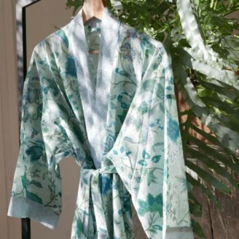 Kimono Coton Blue Garden