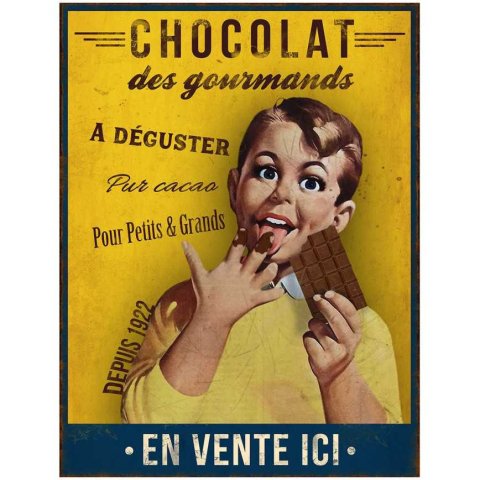 Grande plaque métal Chocolat 