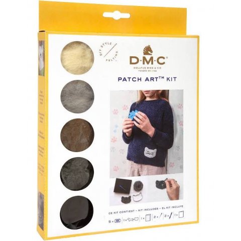 Kit de feutrage patch art kit DMC chien et chat 