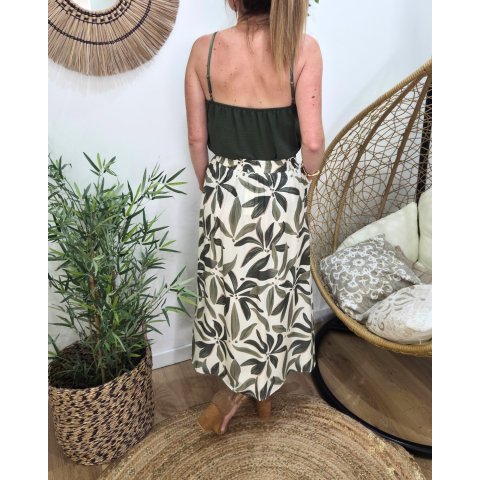 Jupe longue femme fluide boutonnée Ottavia kaki