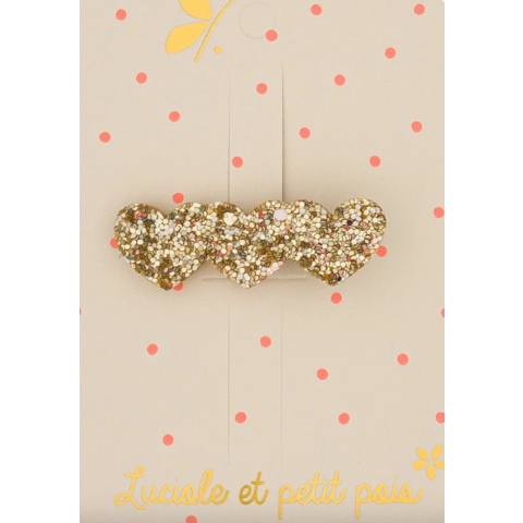 Barrette 3 coeurs - doré