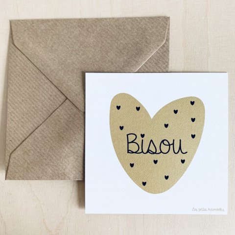 Carte carrée et son enveloppe - Bisou