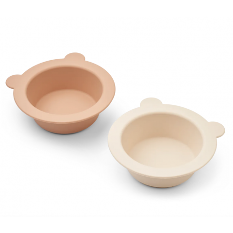 Lot de 2 bols en silicone à ventouse Peony (Tuscany rose / Apple blossom) (précommande)