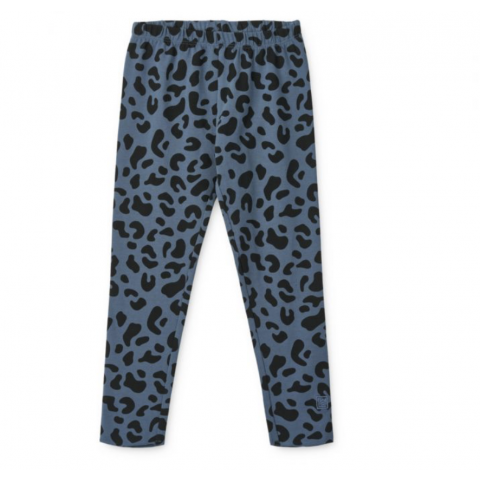 Legging en jersey de coton bio léopard bleu MARIE - LIEWOOD