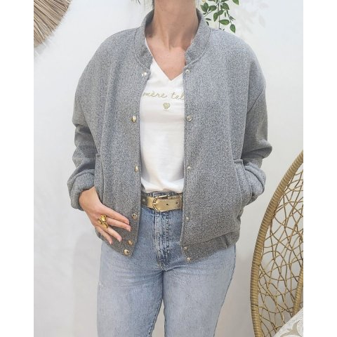 Manteau femme bombers epais gris chine 338574