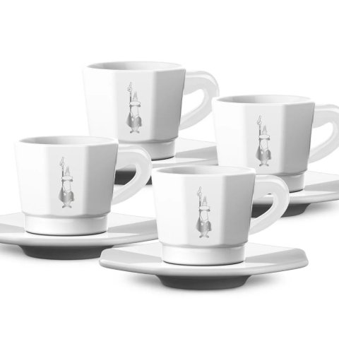 Set 4 tasses expresso Bialetti blanches