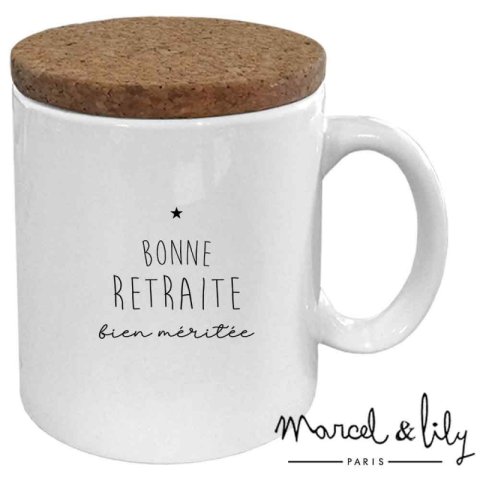 Mug avec couvercle en liège Bonne retraite MARCEL&LILY
