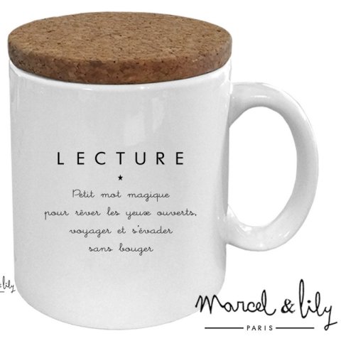 Mug avec couvercle en liège Lecture MARCEL&LILY