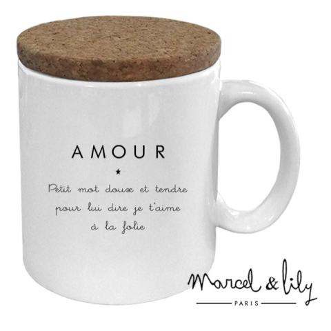 MUG COUVERCLE EN LIÈGE " AMOUR "