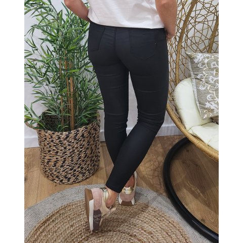 Pantalon femme similicuir noir slim push up