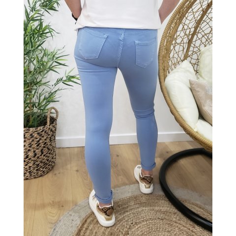 Pantalon femme bleu indigo skinny taille haute