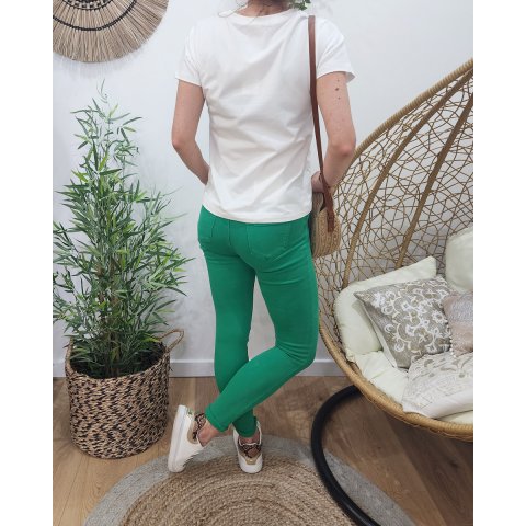 Pantalon femme vert gazon skinny