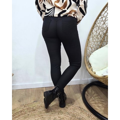 Pantalon femme similicuir noir skinny push up