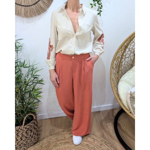 Pantalon femme fluide rose Aricia