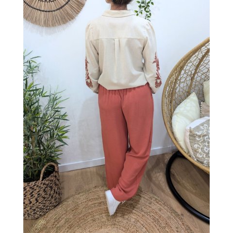 Pantalon femme fluide rose Aricia