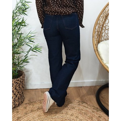 Jean femme Wide leg bleu brut coupe confort bas coupé