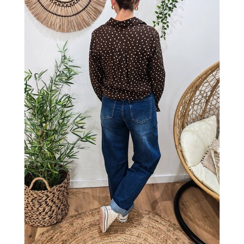 Jean femme barrel balloon bleu foncé