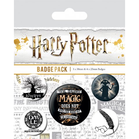 Pack de 5 badges Harry Potter Magic Dobby
