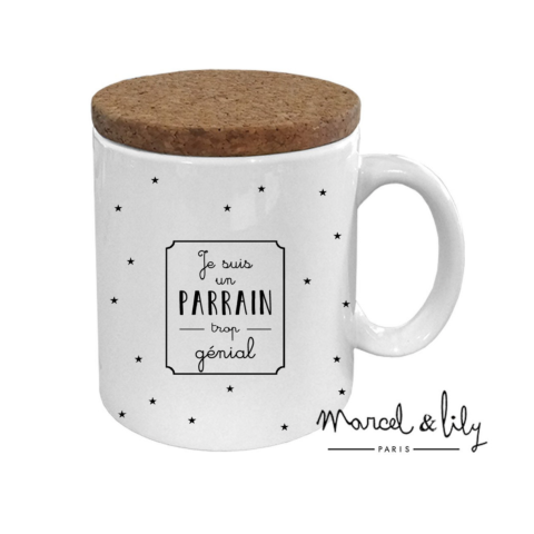 Mug avec couvercle en liège Je suis un parrain trop génial MARCEL&LILY