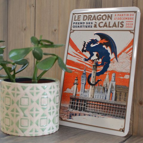 Plaque métal "le Dragon prend ses quartiers à Calais"