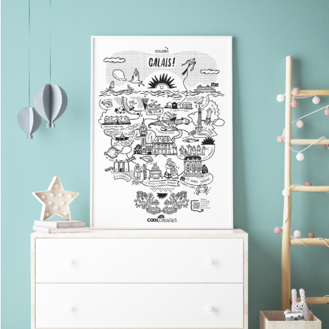 Poster à colorier LES COOLORIAGES CALAIS 50x70 cm avec histoire contée