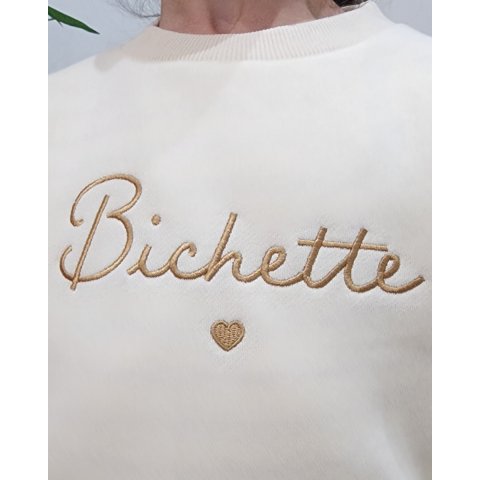 Sweat enfant beige broderie Bichette