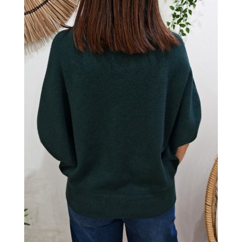 Pull femme col rond manches chauve souris étoile léopard